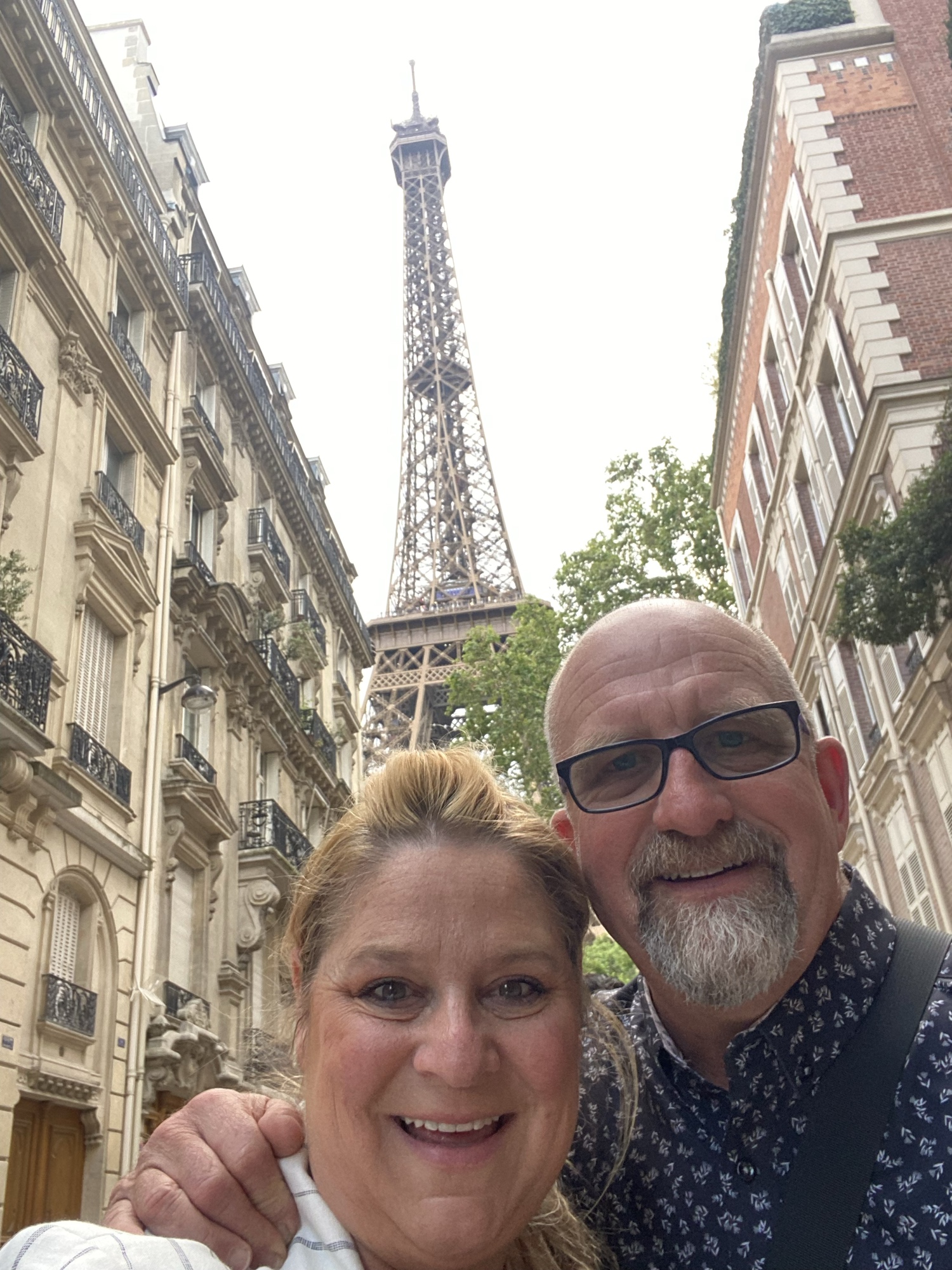 Jill and Ernie near the Eiffel Tower, Paris